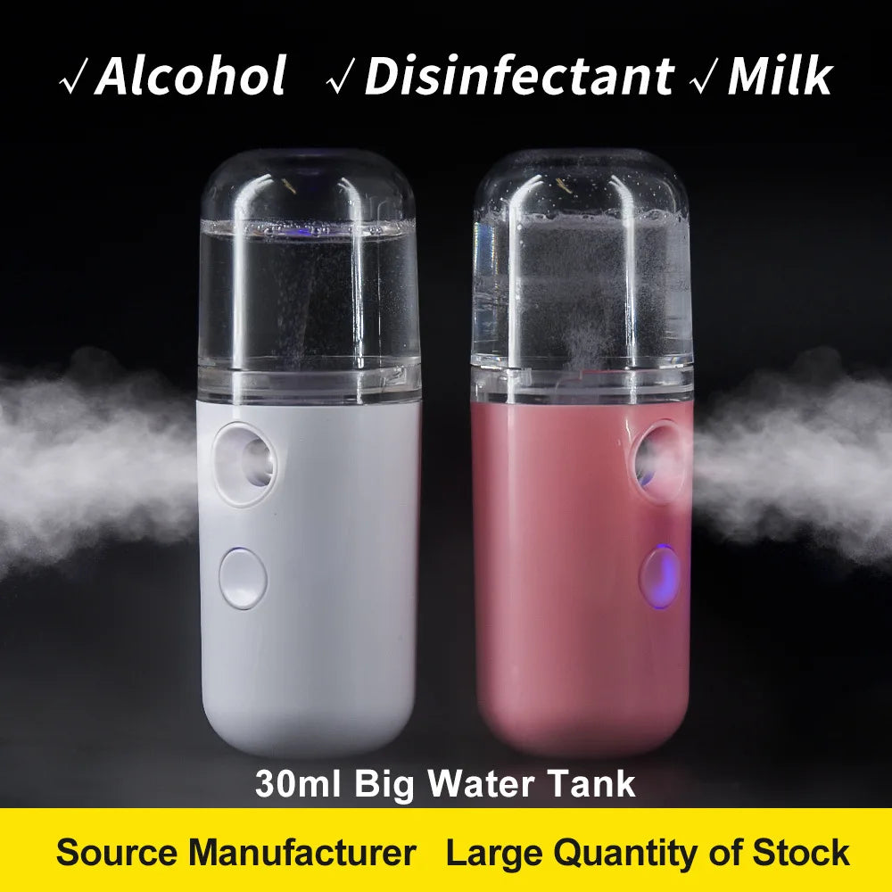 30ml Mini Taşınabilir Nemlendirici - Şarj Edilebilir Nano Yüz Spreyi ve Soğuk Sis Makinesi"