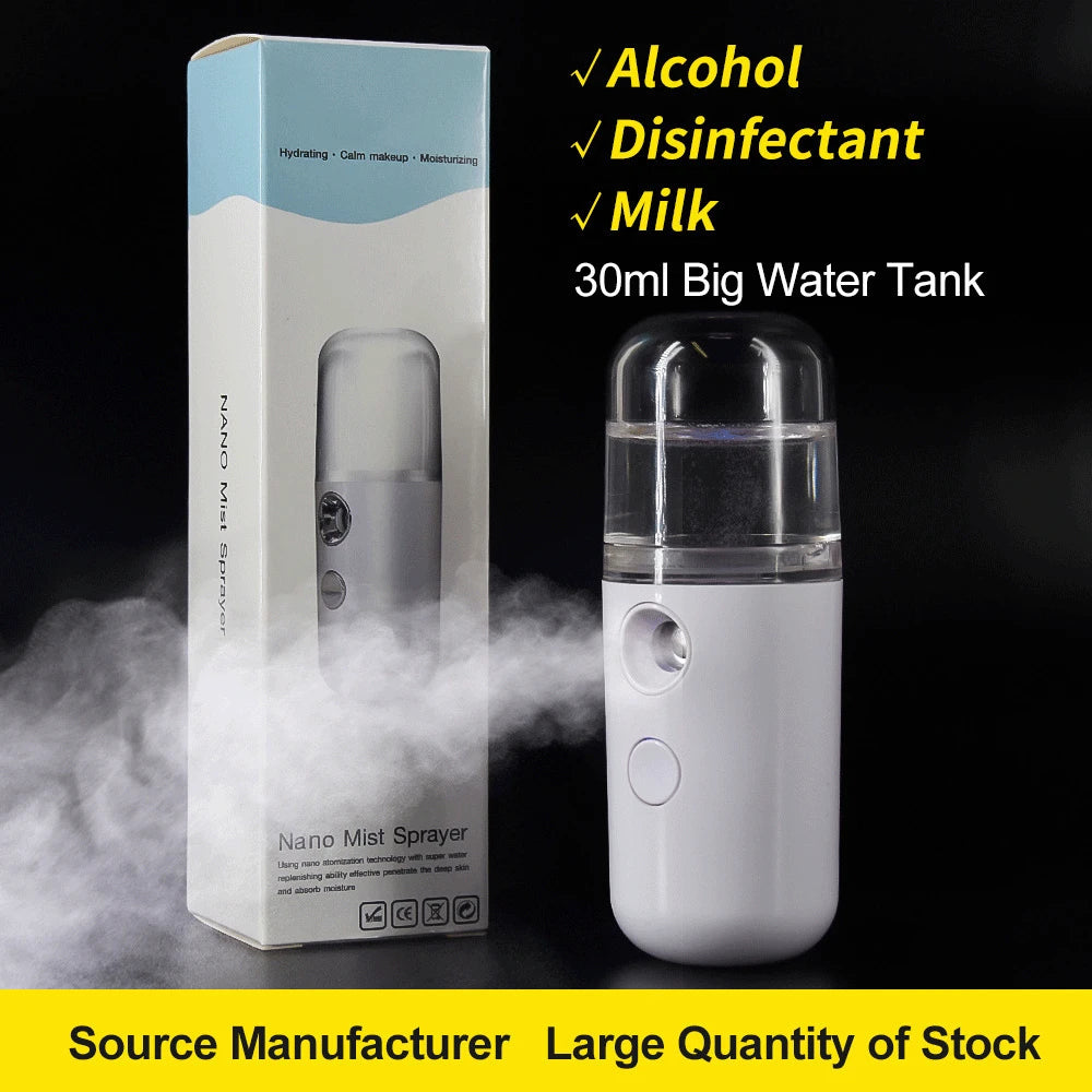 30ml Mini Taşınabilir Nemlendirici - Şarj Edilebilir Nano Yüz Spreyi ve Soğuk Sis Makinesi"