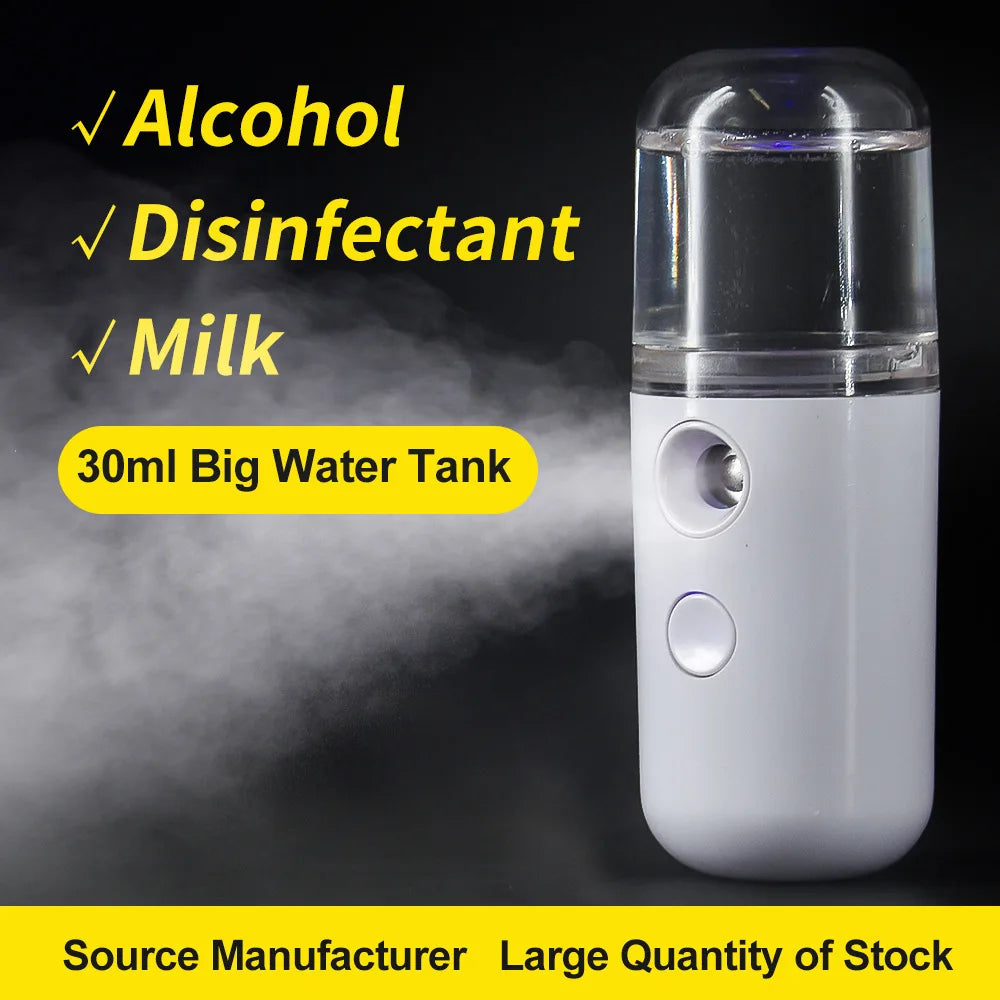 30ml Mini Taşınabilir Nemlendirici - Şarj Edilebilir Nano Yüz Spreyi ve Soğuk Sis Makinesi"