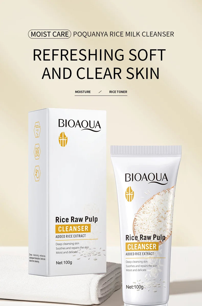 Rice Raw Pulp Facial Cleanser – Moisturizing & Brightening Foam