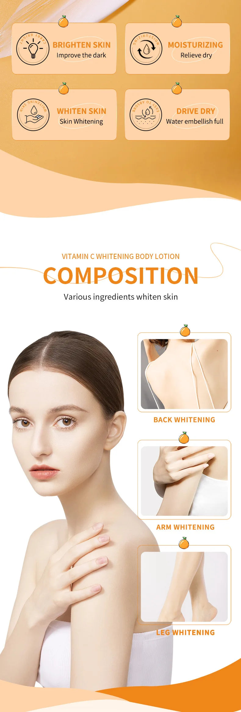 C Vitamini Vücut Losyonu – Nemlendirici ve Peeling Etkili Cilt Bakım Kremi