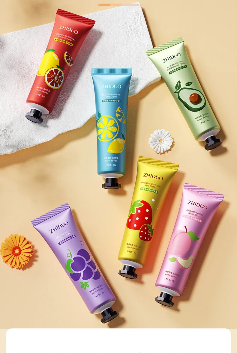 Fruit & Flower Fragrance Hand Cream – Moisturizing & Nourishing for Rough Hands (10pcs)