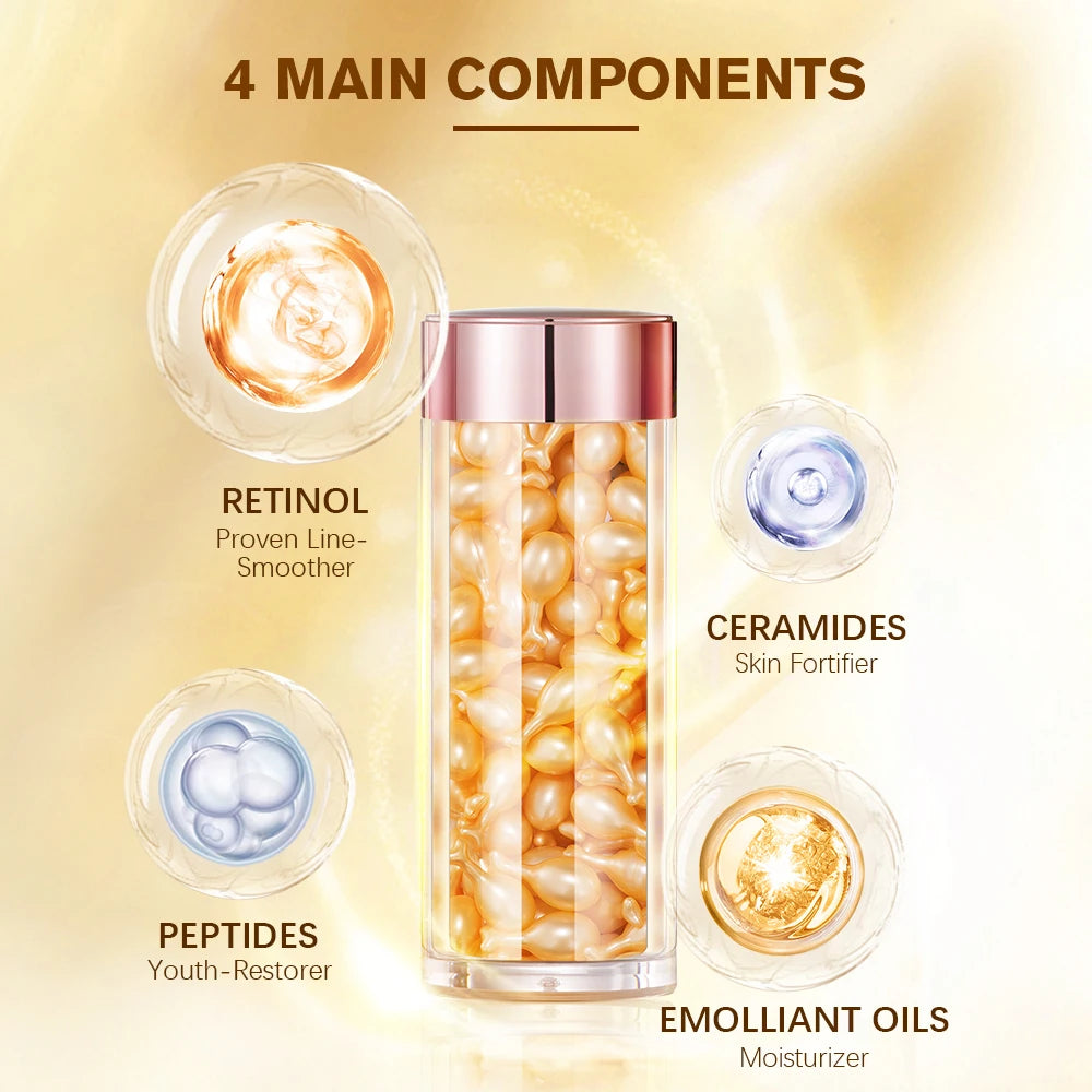 90-Piece Retinol Serum Ceramide Capsules | Night Serum | Moisturizing, Anti-Aging, Spot Removing | Face Serum | Skin Care