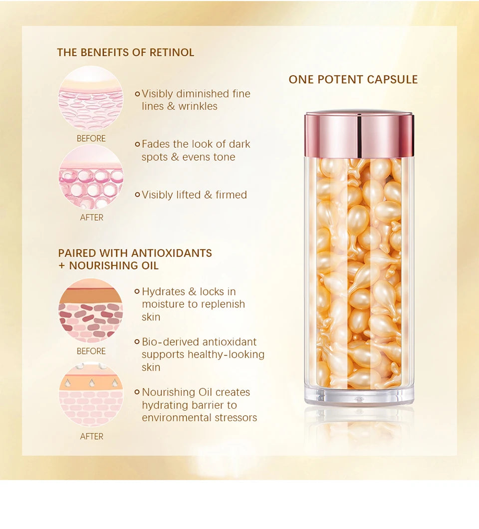 90-Piece Retinol Serum Ceramide Capsules | Night Serum | Moisturizing, Anti-Aging, Spot Removing | Face Serum | Skin Care