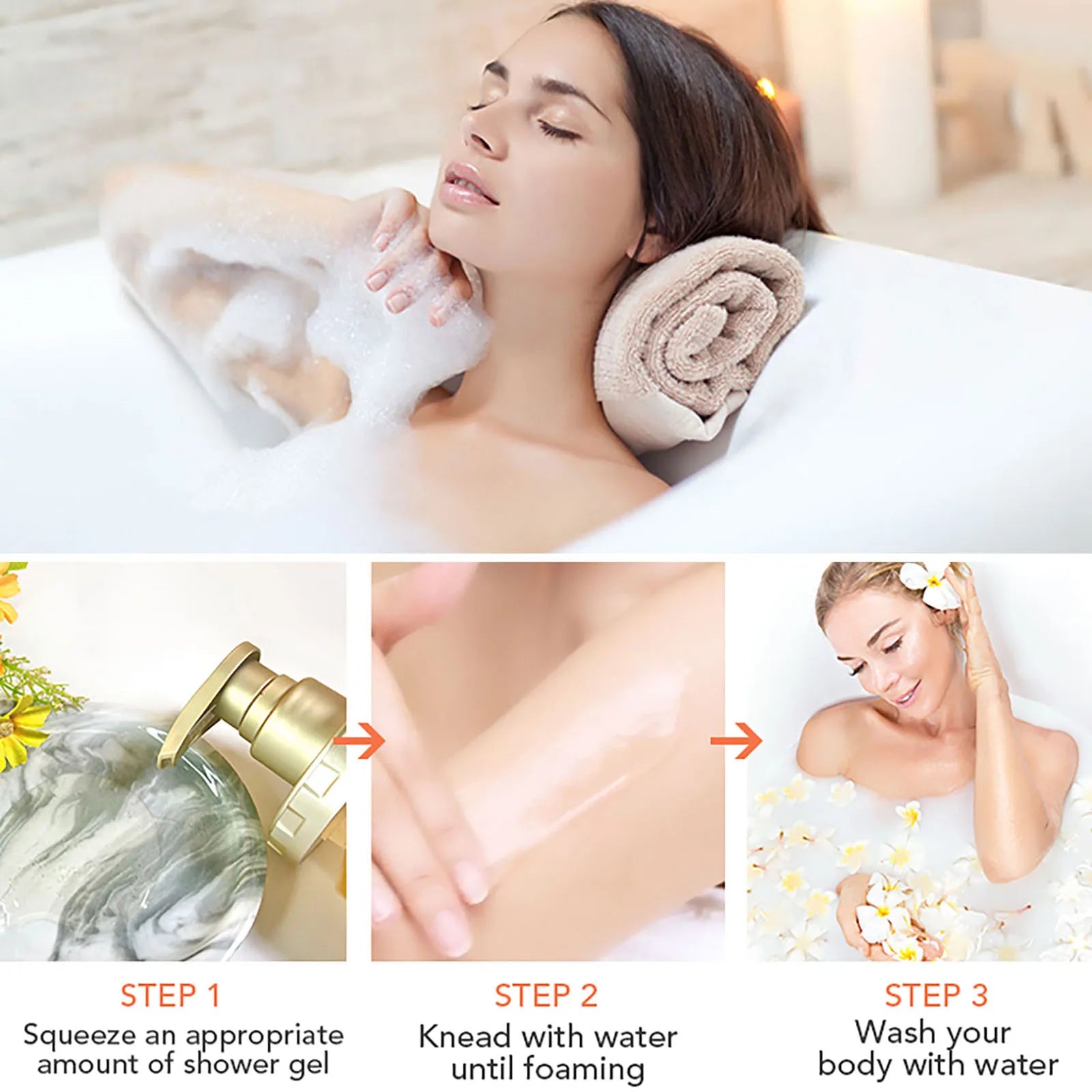 Shower gel body wash care lotion bath foam Whitening fragrant Moisturizing