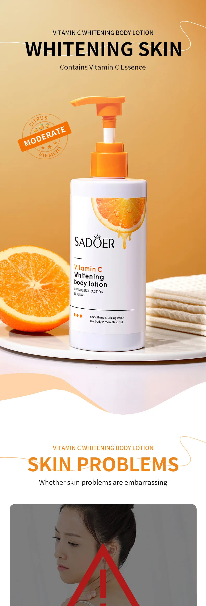 C Vitamini Vücut Losyonu – Nemlendirici ve Peeling Etkili Cilt Bakım Kremi