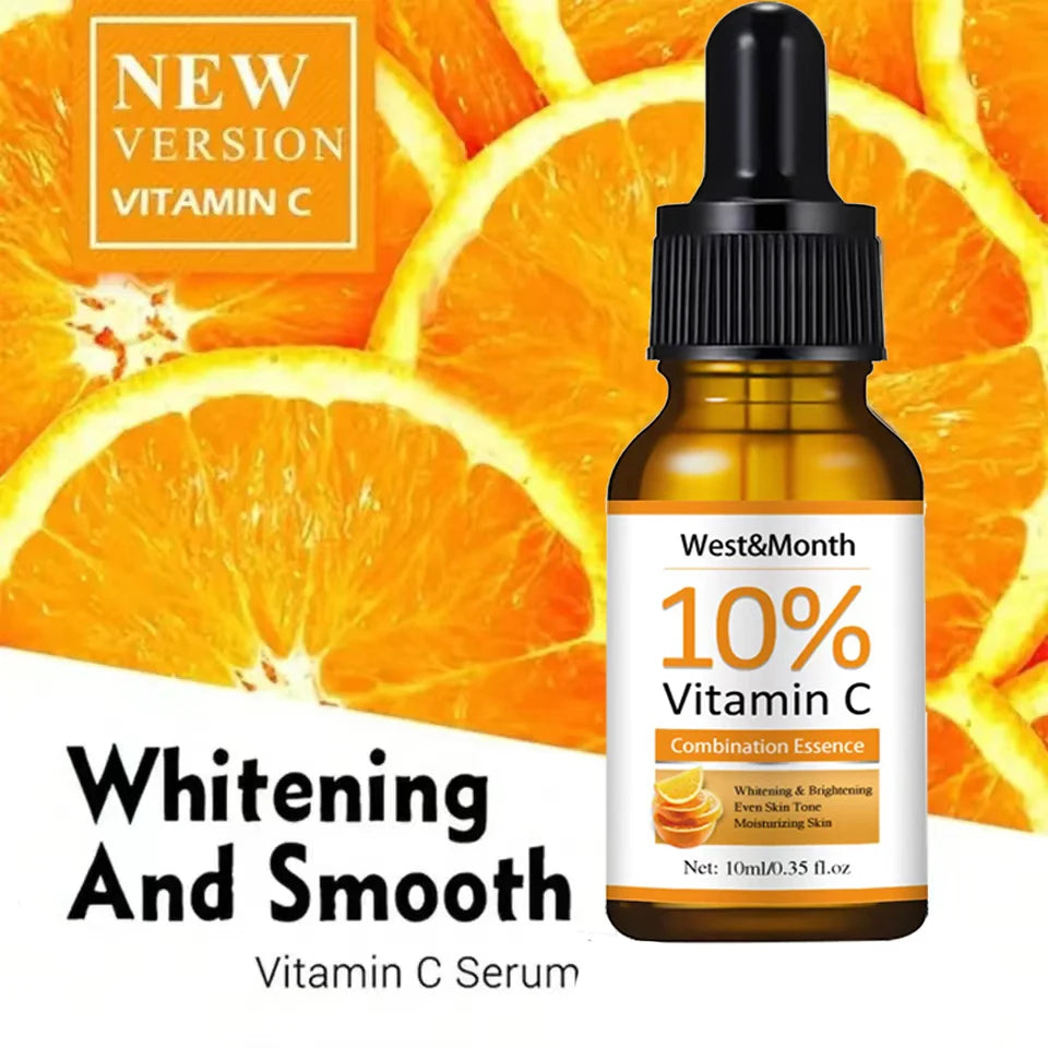 Vitamin C & Hyaluronic Acid Face Serum | Lightens Age Spots, Black Spots, Sunburn | Anti-Oxidation, Wrinkle Removal, Pore Shrinking | Skin Care