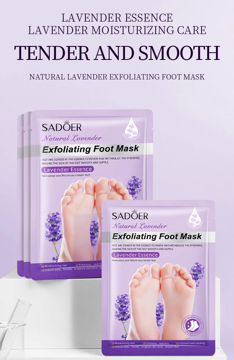 3 Çift Lavanta Ayak Peelingi Ayak Maskesi – Pedikür SPA, Nemlendirici ve Ölü Deri Temizleyici
