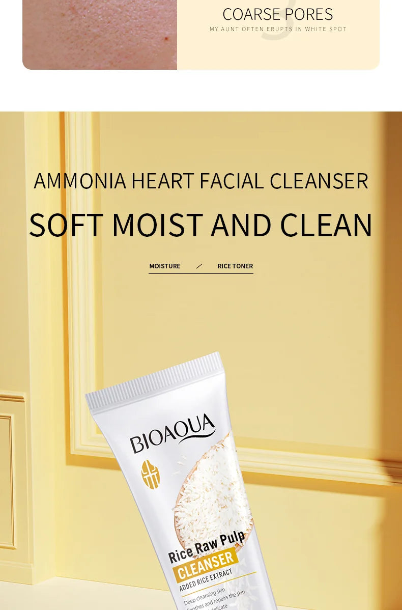 Rice Raw Pulp Facial Cleanser – Moisturizing & Brightening Foam
