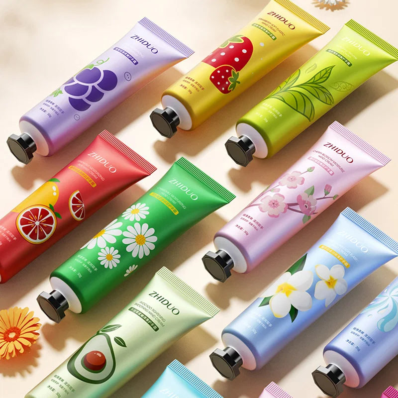 Fruit & Flower Fragrance Hand Cream – Moisturizing & Nourishing for Rough Hands (10pcs)