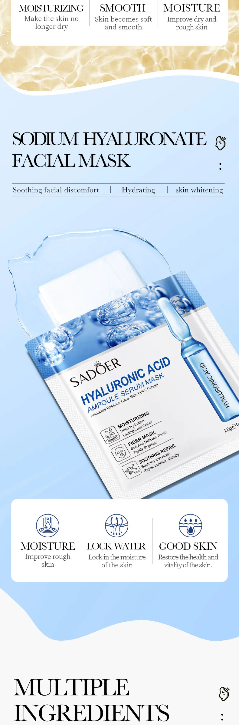 24 Ayar Altın ve Hyaluronik Asit Yüz Maskeleri – Sıkılaştırıcı, Nemlendirici ve Aydınlatıcı Bakım