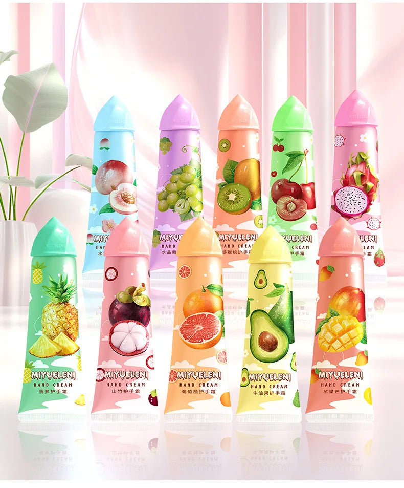 Fruit Hand Cream Set – Moisturizing & Nourishing (10pcs x 30g)