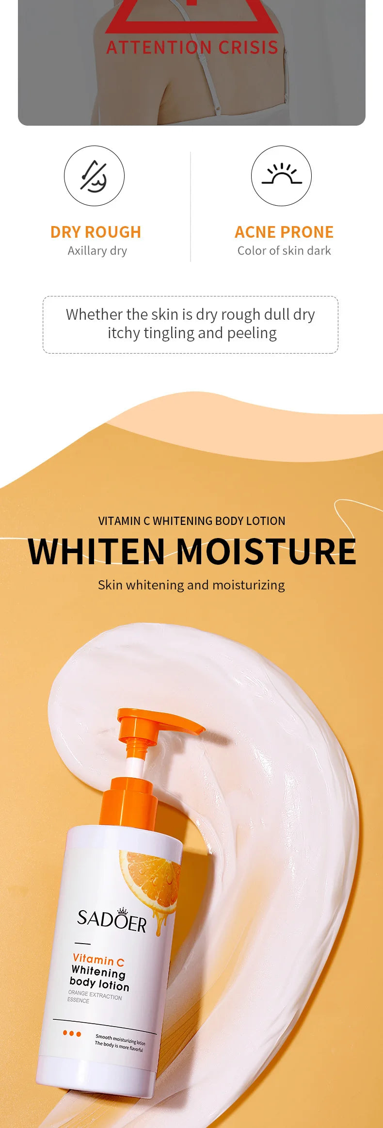 C Vitamini Vücut Losyonu – Nemlendirici ve Peeling Etkili Cilt Bakım Kremi
