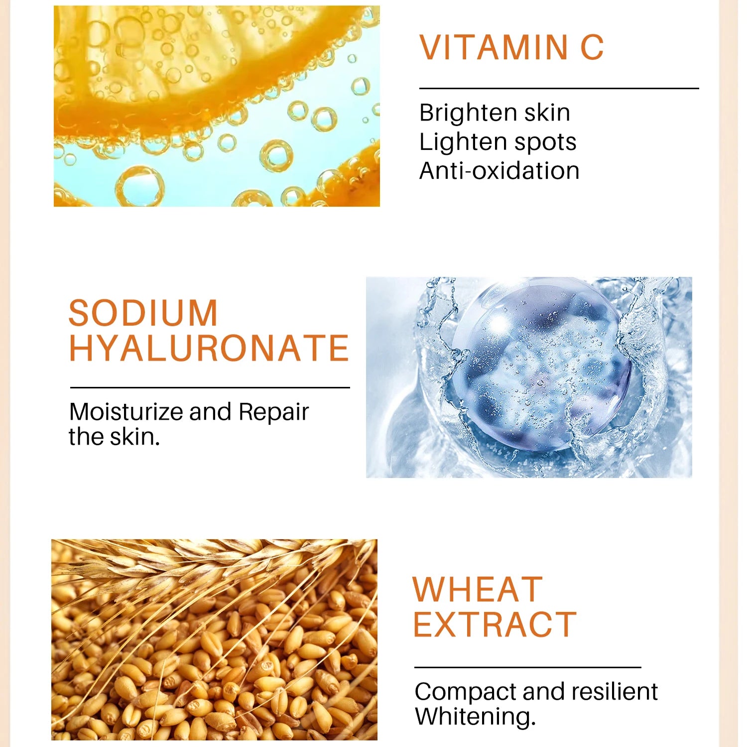 50g C Vitamini Aydınlatıcı Serum Lekeleri Azaltır ve Antioksidanlar Nemlendirici Sıkılaştırıcı Pürüzsüz Cilt Bakımı