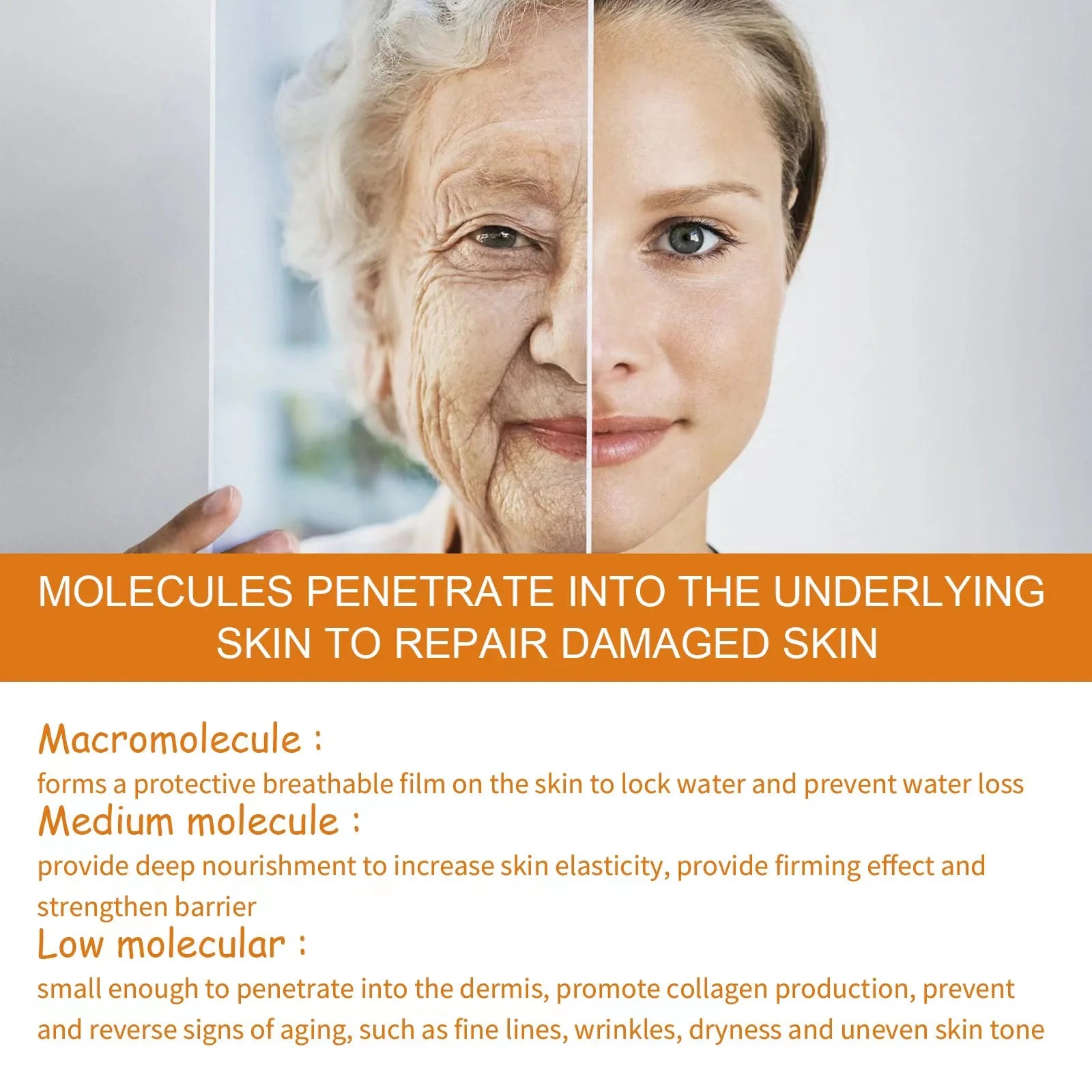 Vitamin C & Hyaluronic Acid Face Serum | Lightens Age Spots, Black Spots, Sunburn | Anti-Oxidation, Wrinkle Removal, Pore Shrinking | Skin Care