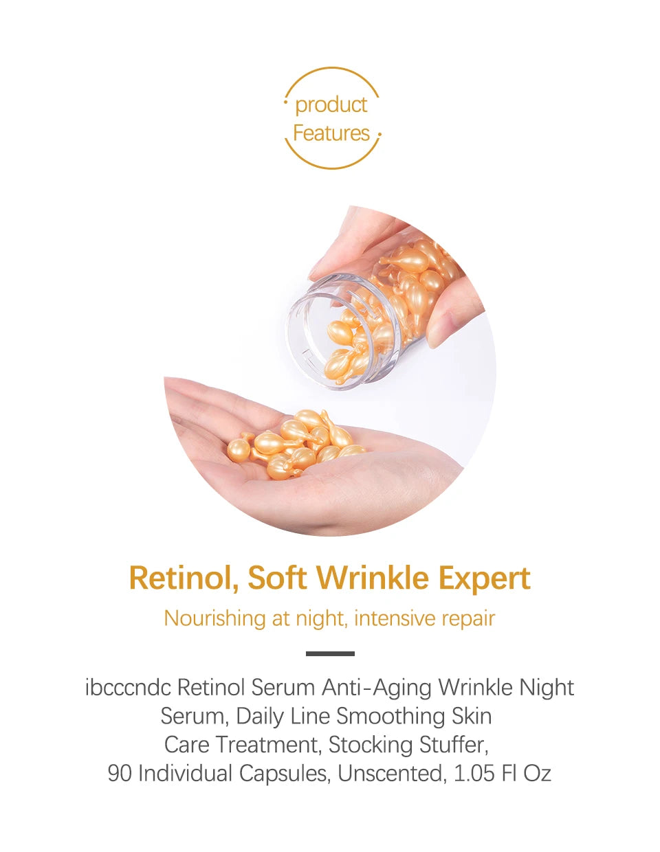 90-Piece Retinol Serum Ceramide Capsules | Night Serum | Moisturizing, Anti-Aging, Spot Removing | Face Serum | Skin Care