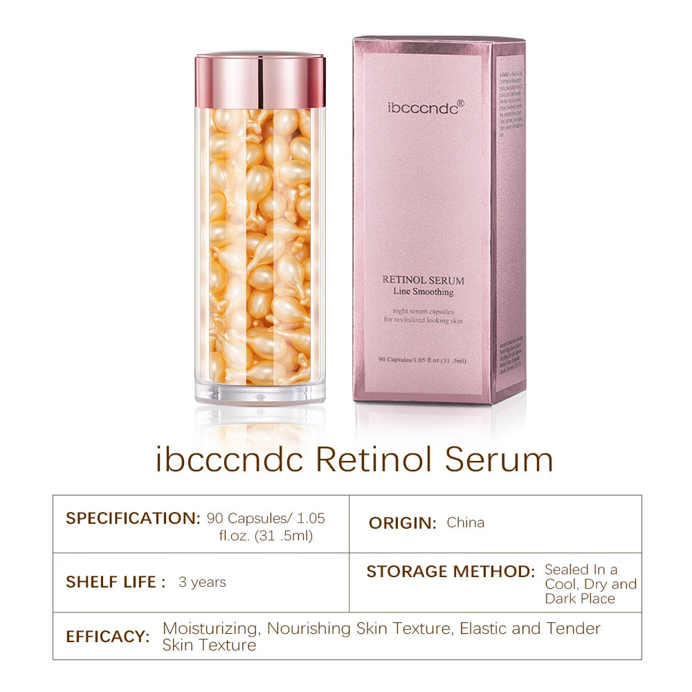 90-Piece Retinol Serum Ceramide Capsules | Night Serum | Moisturizing, Anti-Aging, Spot Removing | Face Serum | Skin Care