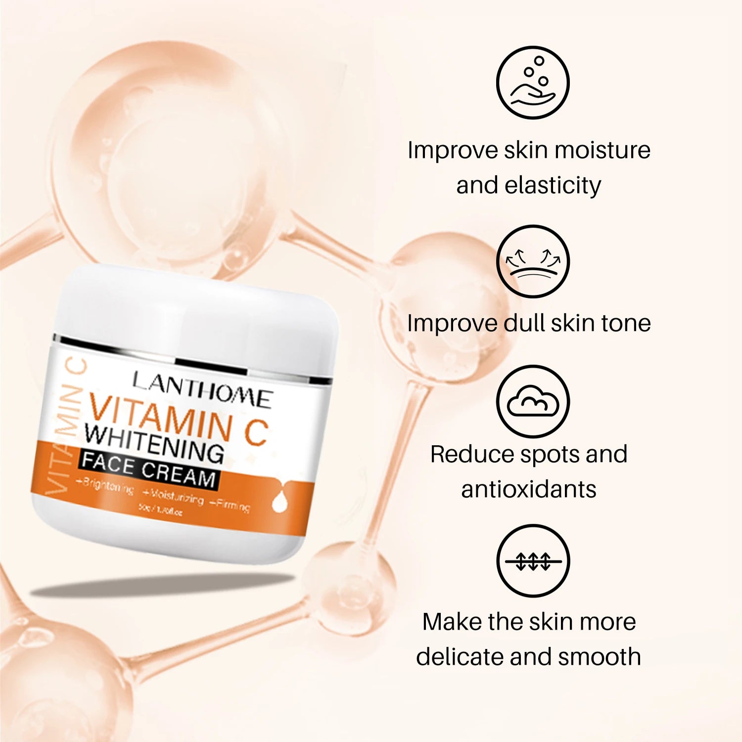 50g C Vitamini Aydınlatıcı Serum Lekeleri Azaltır ve Antioksidanlar Nemlendirici Sıkılaştırıcı Pürüzsüz Cilt Bakımı