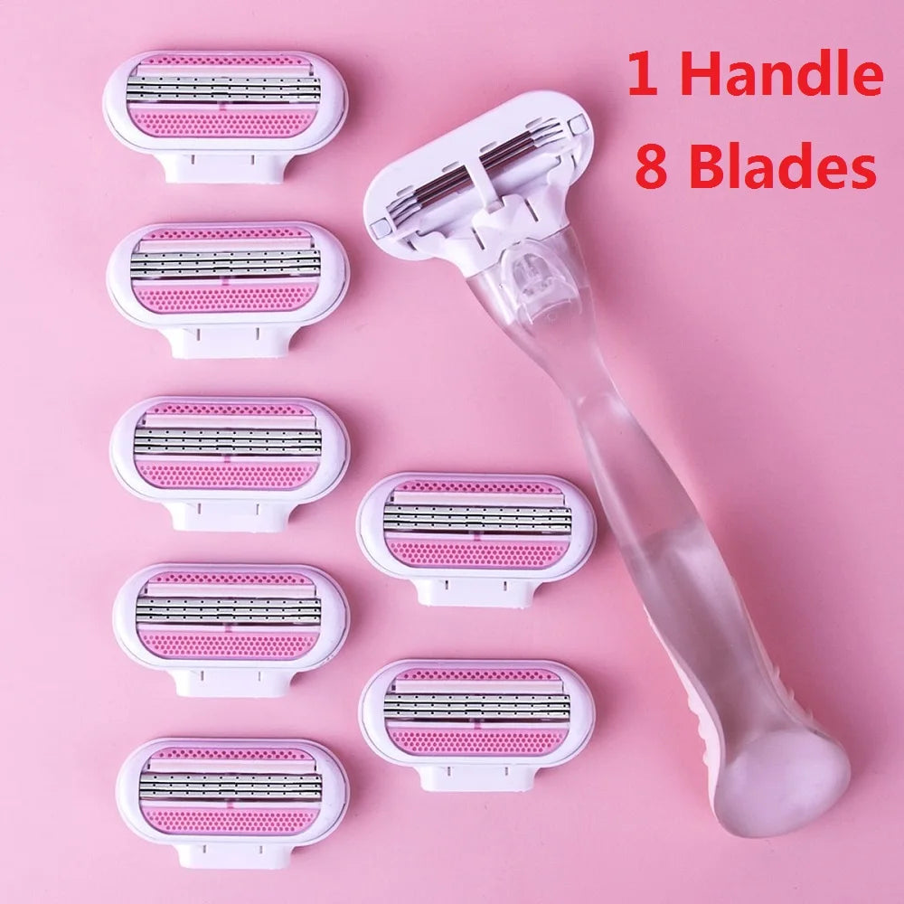 4/8 Bıçaklı Kadın Güvenlikli Tıraş Makinesi – Yüz, Bacak, Koltuk Altı ve Bikini Bölgesi Tıraş Makinesi
