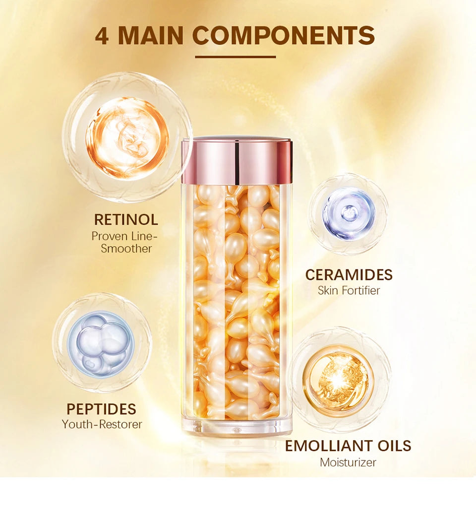90-Piece Retinol Serum Ceramide Capsules | Night Serum | Moisturizing, Anti-Aging, Spot Removing | Face Serum | Skin Care