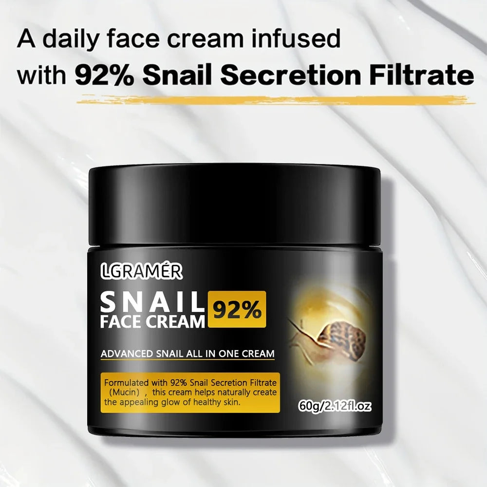 Anti-Wrinkle Snail Face Cream | Collagen Moisturizing | Nourishes, Repairs Damaged Skin | Lifts, Firms, Smooths | Brightening, Whitening Skincare