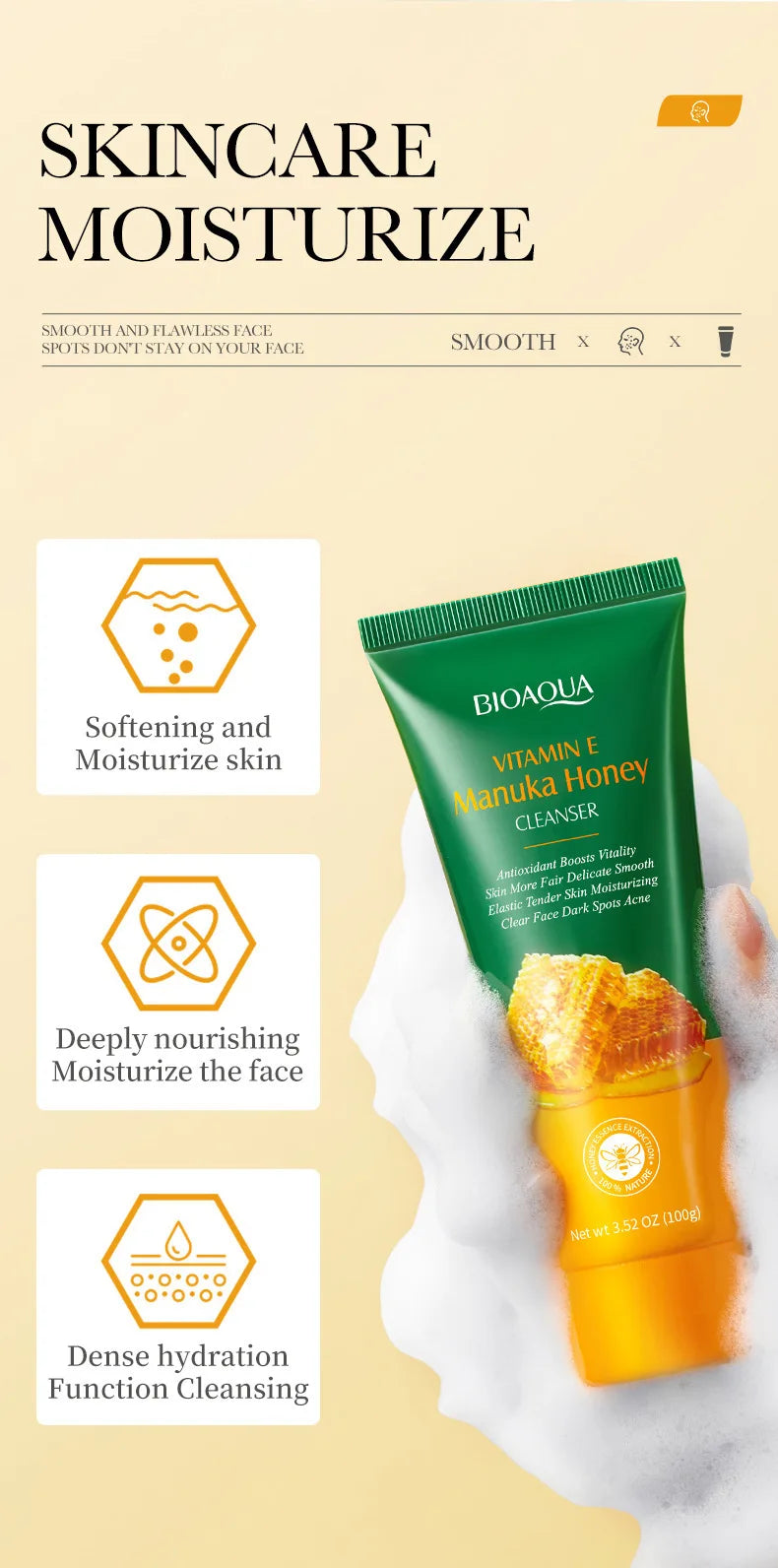 Honey Facial Cleanser – Hydrating & Nourishing Foam Face Wash