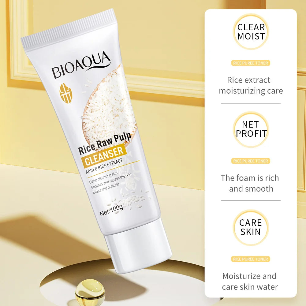 Rice Raw Pulp Facial Cleanser – Moisturizing & Brightening Foam