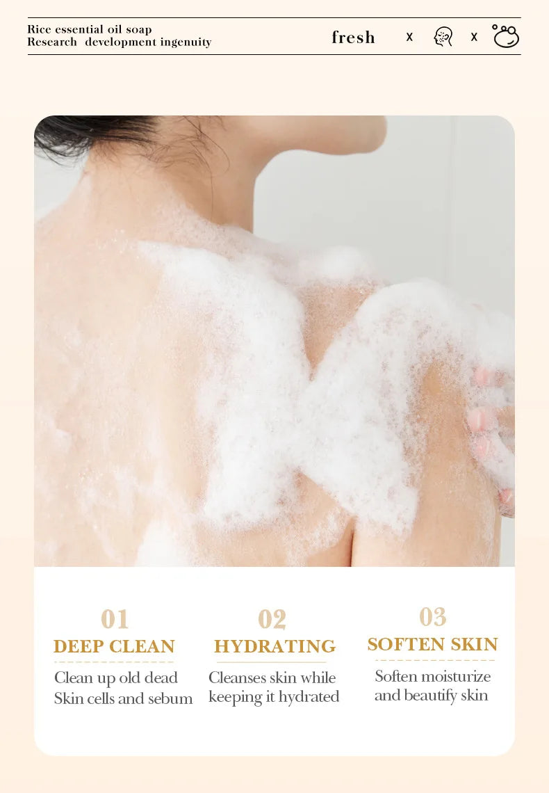 White Rice Raw Pulp Facial Soap – Moisturizing & Oil Control Handmade Face and Body Soap