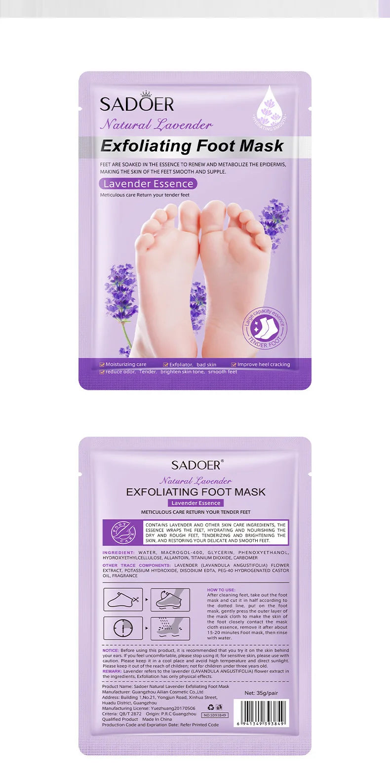 3 Çift Lavanta Ayak Peelingi Ayak Maskesi – Pedikür SPA, Nemlendirici ve Ölü Deri Temizleyici