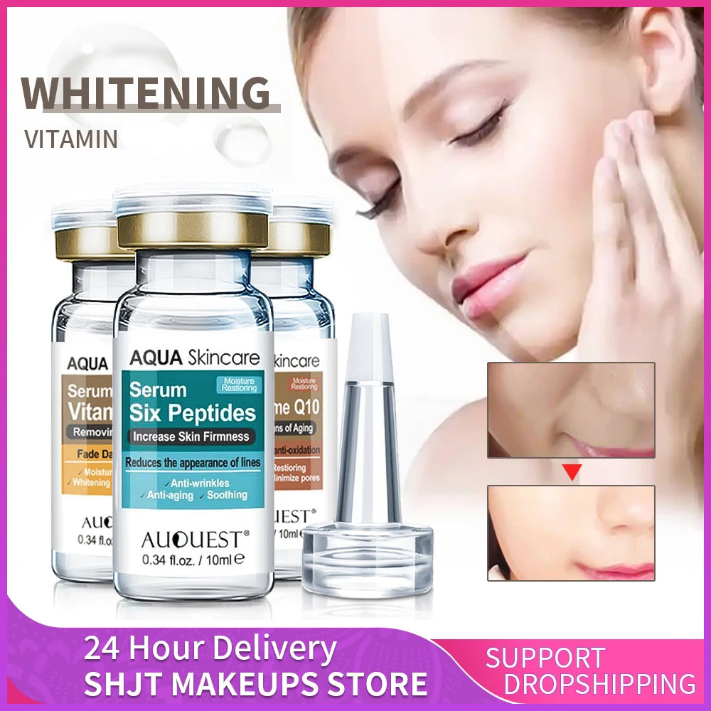 10ml Altı Peptit Serum | Sıvı Koenzim Q10 | Hyaluronik Asit | Kırışıklık Karşıtı | VC Beyazlatma | Kolajen Yüz Germe | Cilt Bakım Kremi