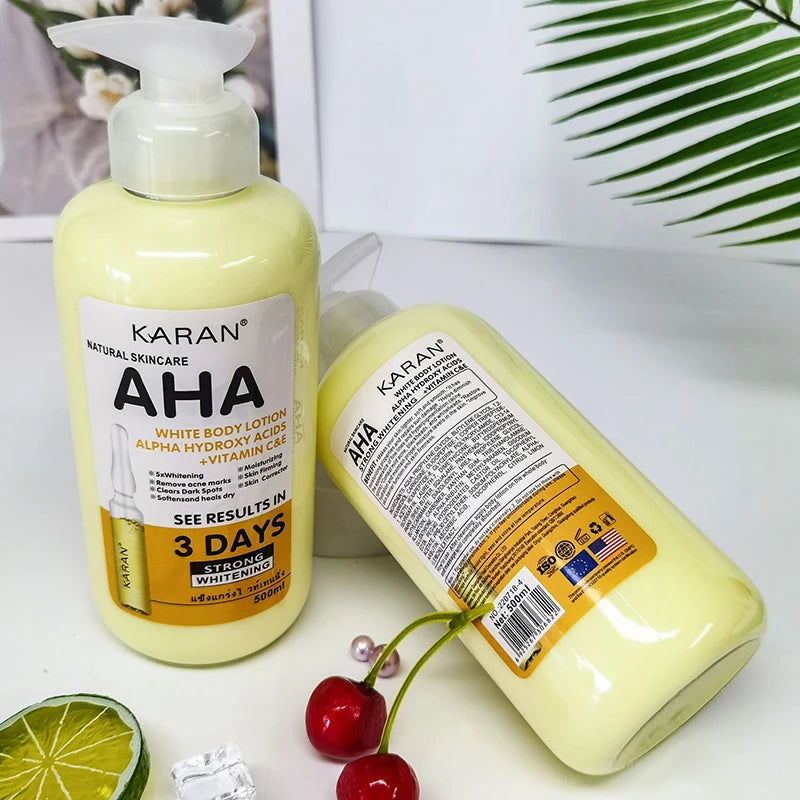 500ml Beyazlatıcı Vücut Kremi Hidroksi Asitler C ve E Vitamini Nemlendirici