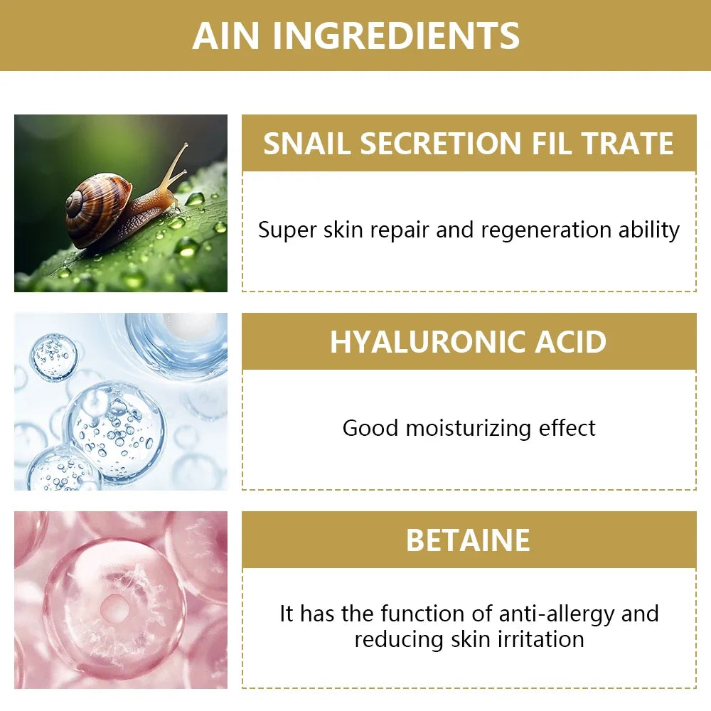 Anti-Wrinkle Snail Face Cream | Collagen Moisturizing | Nourishes, Repairs Damaged Skin | Lifts, Firms, Smooths | Brightening, Whitening Skincare