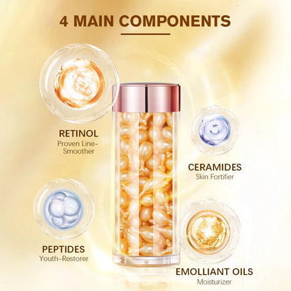 90-Piece Retinol Serum Ceramide Capsules | Night Serum | Moisturizing, Anti-Aging, Spot Removing | Face Serum | Skin Care