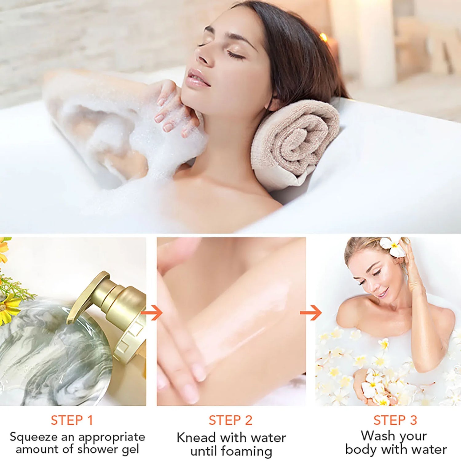 Shower gel body wash care lotion bath foam Whitening fragrant Moisturizing