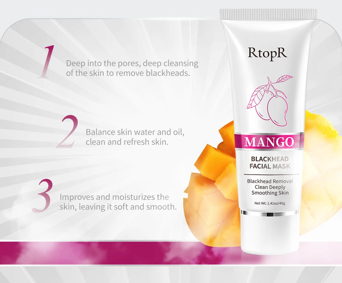 Mango Blackhead Remover &amp; Pore Strip | Facial Cleansing &amp; Pore Shrinking | Firming &amp; Acne Treatment | Whitening Nose Pack