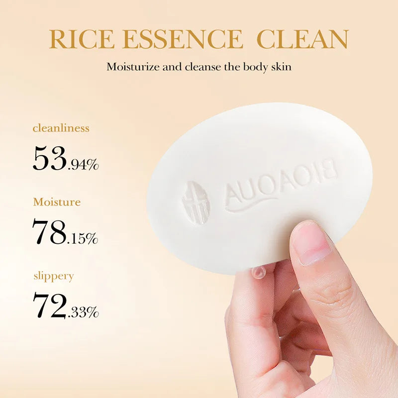 White Rice Raw Pulp Facial Soap – Moisturizing &amp; Oil Control Handmade Face and Body Soap