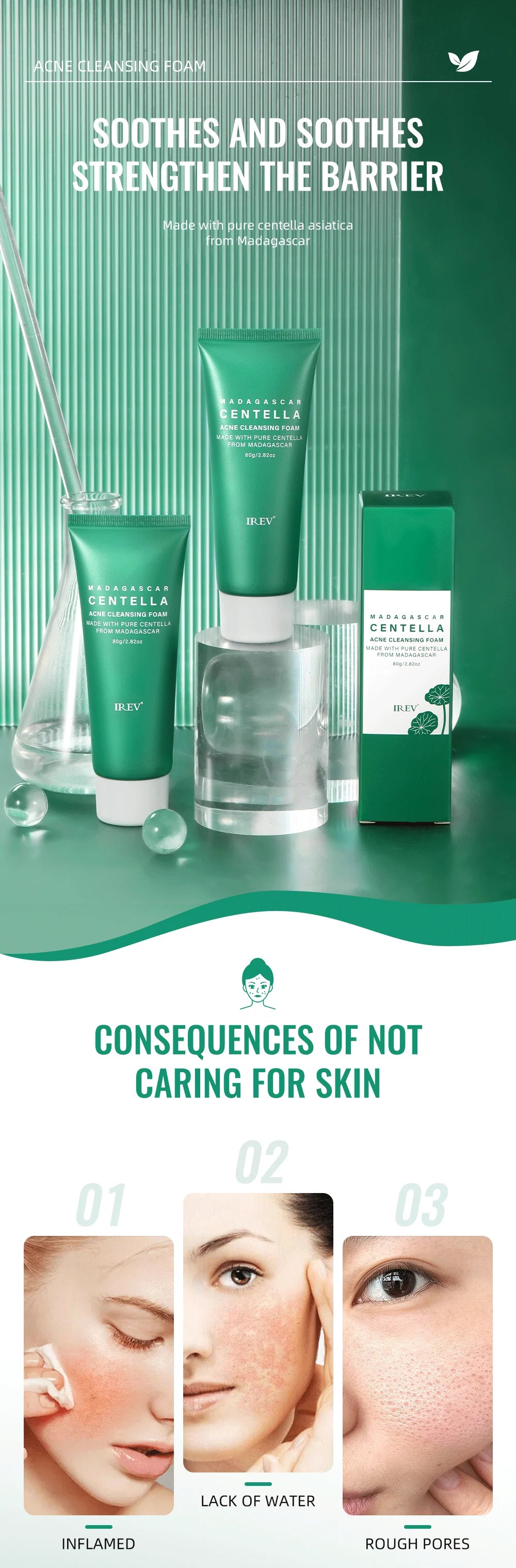 Centella Deep Cleaning Foam Facial Cleanser – Moisturizing &amp; Nourishing