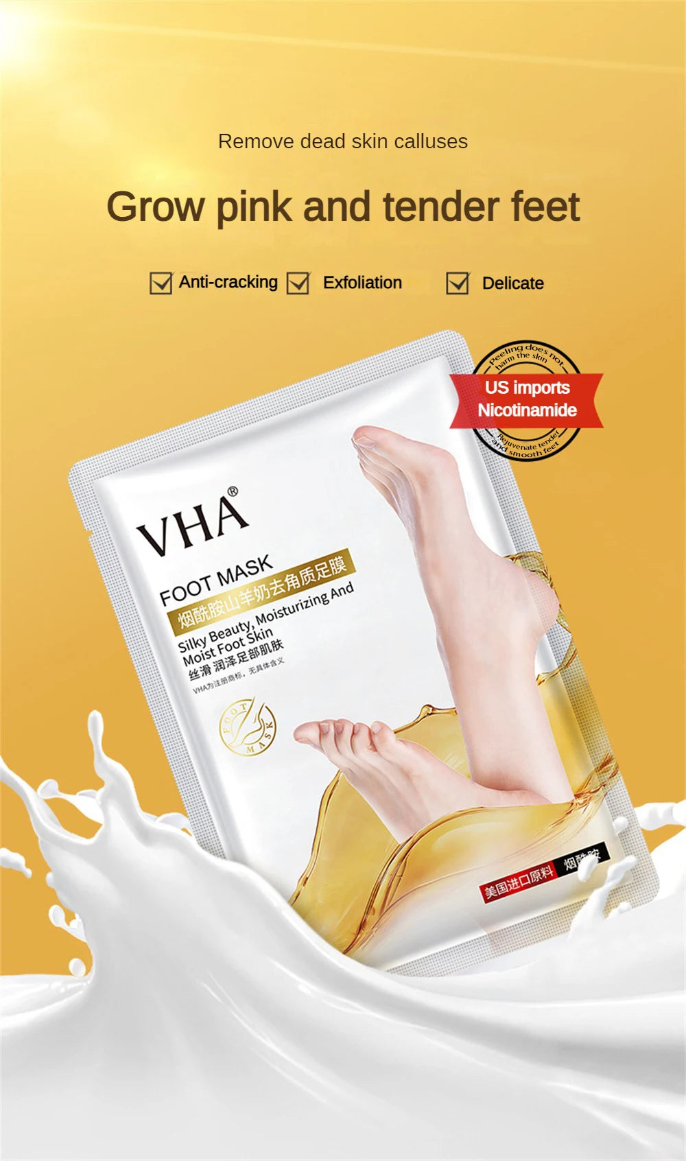 10 Çift Nikotinamid Keçi Sütü Ayak Maskesi – Nemlendirici ve Peeling Etkili, Besleyici El Maskeleri