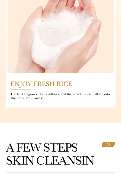 White Rice Raw Pulp Facial Soap – Moisturizing &amp; Oil Control Handmade Face and Body Soap