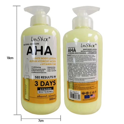 500ml Beyazlatıcı Vücut Kremi Hidroksi Asitler C ve E Vitamini Nemlendirici