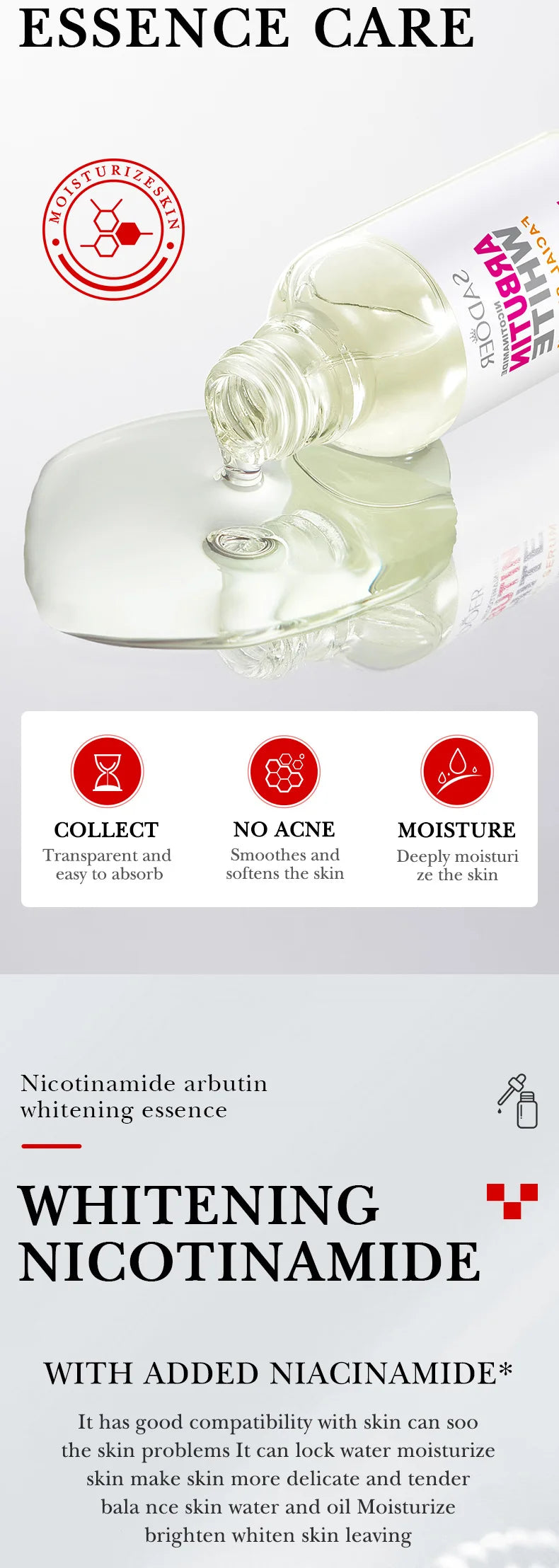 Arbutin Brightening Serum – Facial Moisturizing &amp; Firming Essence (3pcs)