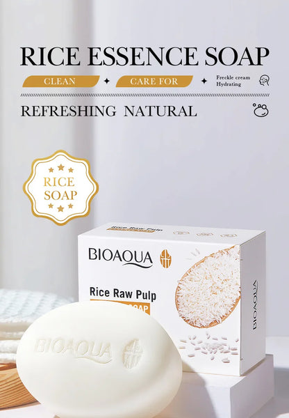 White Rice Raw Pulp Facial Soap – Moisturizing &amp; Oil Control Handmade Face and Body Soap