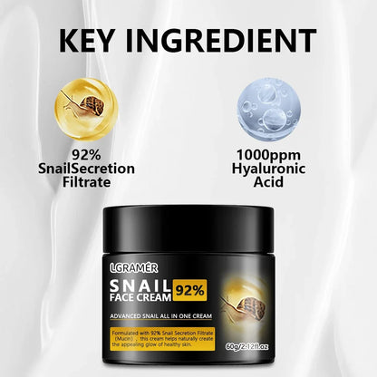 Anti-Wrinkle Snail Face Cream | Collagen Moisturizing | Nourishes, Repairs Damaged Skin | Lifts, Firms, Smooths | Brightening, Whitening Skincare